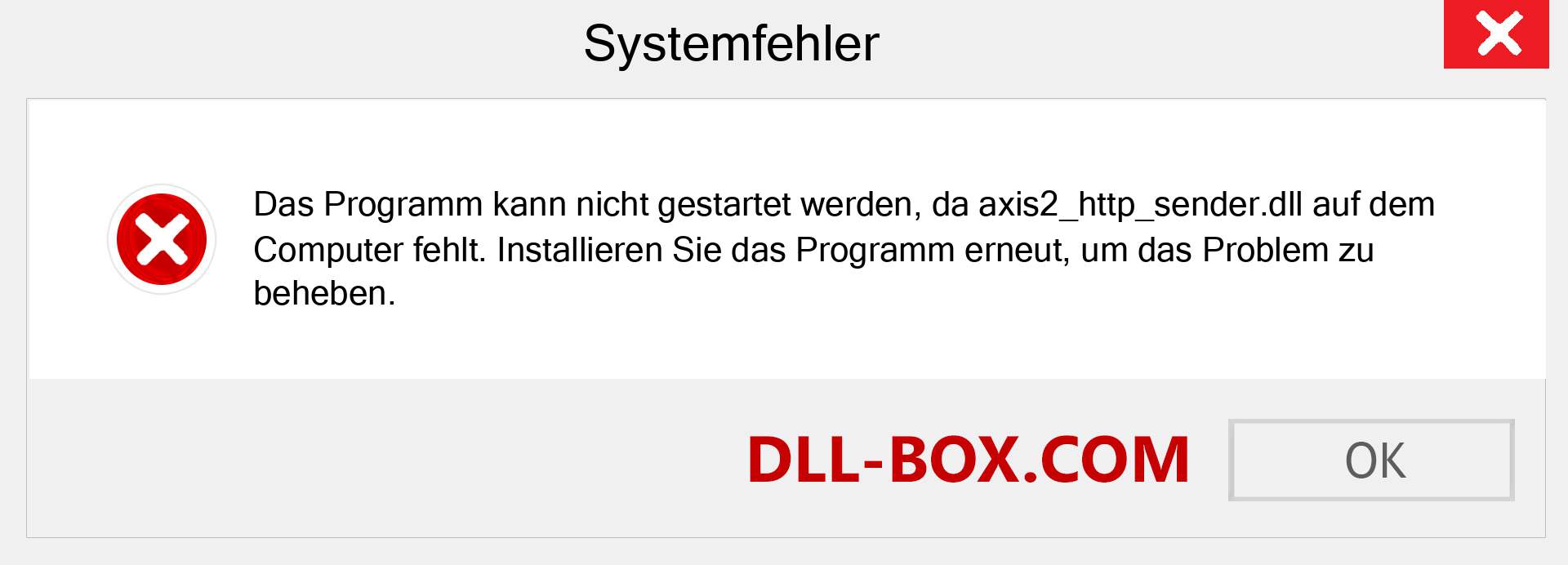 axis2_http_sender.dll-Datei fehlt?. Download für Windows 7, 8, 10 - Fix axis2_http_sender dll Missing Error unter Windows, Fotos, Bildern